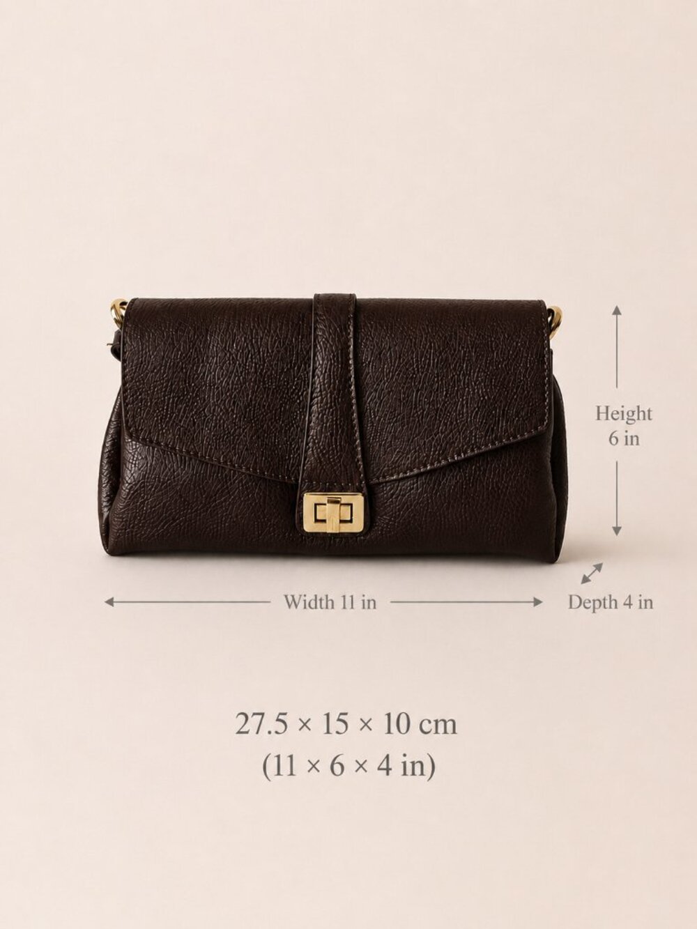 Dark Brown Italian Leather Crossbody Bag, Structured Shoulder Purse - Picture 12 of 12